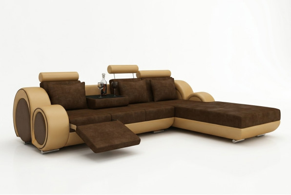 Canapé d'angle Canapé Canapé Canapé Coin Upholstery Living Paysage Canapé d'angle en cuir Suite nouveau Madrid II