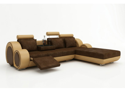 Canapé d'angle Canapé Canapé Canapé Coin Upholstery Living Paysage Canapé d'angle en cuir Suite nouveau Madrid II