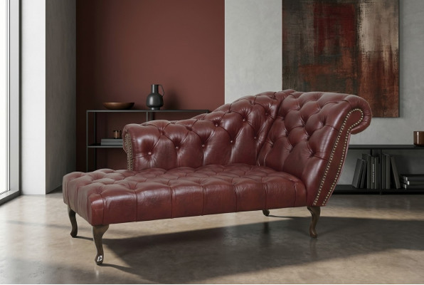 Chesterfield Lounger Méridienne Canapé Canapé en cuir Tissu avec KristAll n nouveau