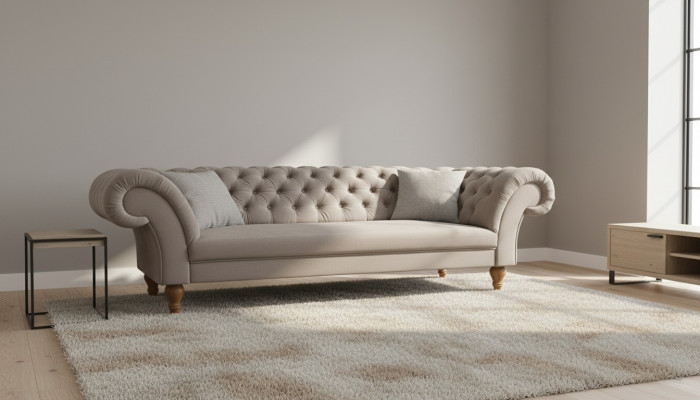 CANAPÉ CHESTERFIELD EN TISSU - ENSEMBLE DE CANAPÉS EN TISSU 3 PLACES NEUF FABRIQUÉ EN UE