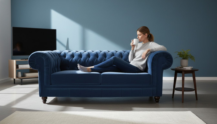 Chesterfield canapé en tissu et cuir, canapé 3 places en cuir, ensemble de canapé NEUF