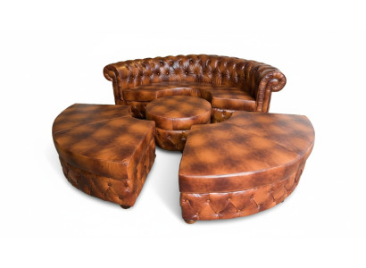 Chesterfield Rundsofa Ledersofa Ecksofa Couch Polster Sitz Rund Sofa Garnitur