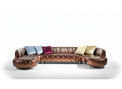 VIP Gold Designer Chesterfield Couch U Form Wohnlandschaft Polster Ecksofa Neu