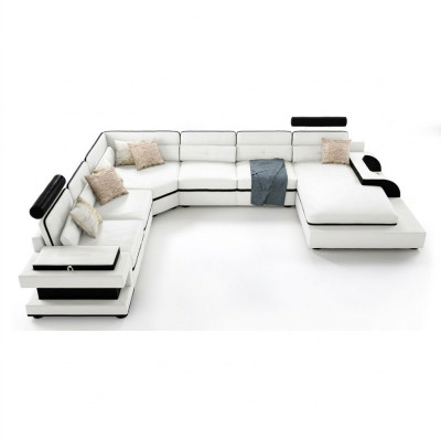 Canapé en cuir canapé salon paysage canapé d'angle suite d'angle décoration design moderne