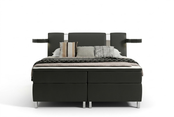 Lit à sommier tapissier avec cadre en cuir pour hôtel, y compris matelas et lit en cuir Visco.