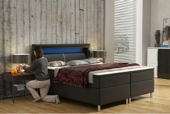 Lit confortable Box Hotel avec Visco & Matelas en cuir Lits Lit double