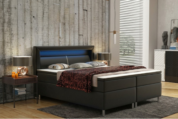 Lit confortable Box Hotel avec Visco & Matelas en cuir Lits Lit double