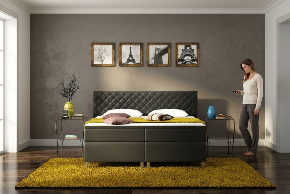 Lit à sommier tapissier Box Hôtel Lit avec Visco & Matelas lit en cuir Lits Lit double K3