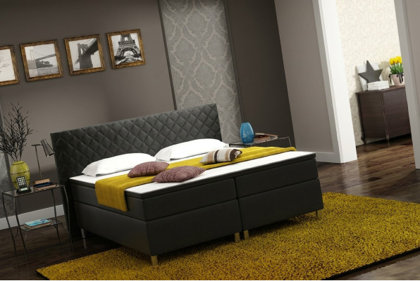Lit à sommier tapissier Box Hôtel Lit avec Visco & Matelas lit en cuir Lits Lit double K3
