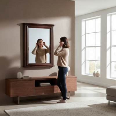 Cadre en bois véritable de designer R Miroir XXL 107x71 Miroir - Modèle W-L3