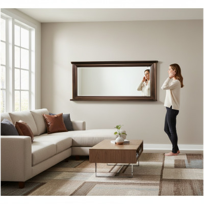 Cadre en bois véritable de concepteur classique - Miroir XXL 157x71 - Modèle W-L1