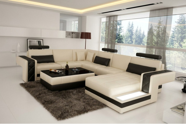 Canapé moderne en cuir canapé canapé paysage vivant canapé d'angle suite d'angle design de décoration
