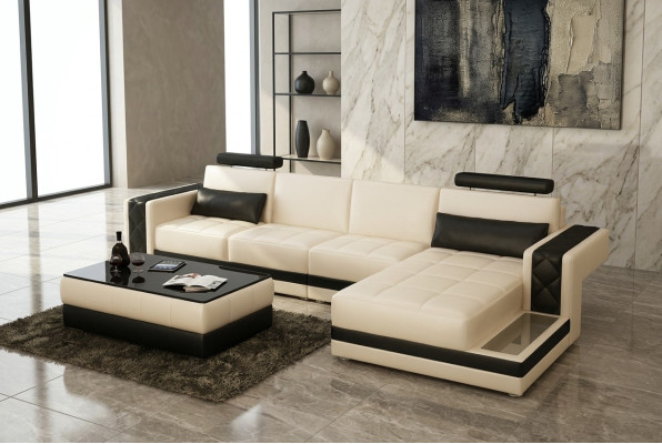 Canapé en cuir Canapé Coin Canapé en forme de L Suite Design Moderne