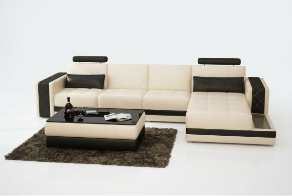 Canapé en cuir Canapé Coin Canapé en forme de L Suite Design Moderne
