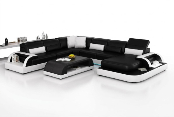 Canapé en cuir Canapé Canapé en forme de L Salon d'angle Suite d'angle Design Moderne Nouveau Canapé L6012