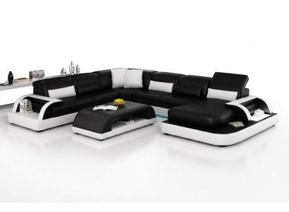 Canapé en cuir Canapé Canapé en forme de L Salon d'angle Suite d'angle Design Moderne Nouveau Canapé L6012