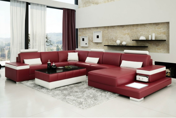 Canapé en cuir Canapé d'angle Moderne Design de paysage vivant Eck Suite Nouveau canapé L6013