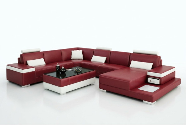 Canapé en cuir Canapé d'angle Moderne Design de paysage vivant Eck Suite Nouveau canapé L6013