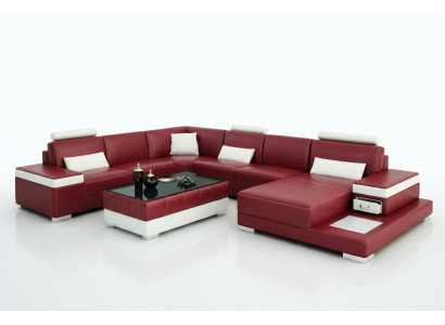 Canapé en cuir Canapé d'angle Moderne Design de paysage vivant Eck Suite Nouveau canapé L6013