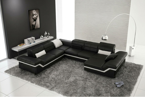 CANAPÉ EN CUIR XXL Salon paysager Canapé d'angle DESIGN CANAPÉ CANAPÉ Suite Canapé d'angle neuf