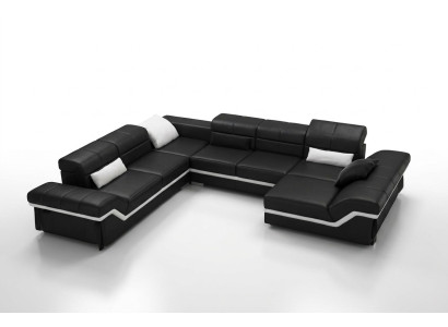 CANAPÉ EN CUIR XXL Salon paysager Canapé d'angle DESIGN CANAPÉ CANAPÉ Suite Canapé d'angle neuf