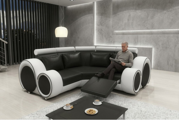 Canapé d'angle Coin Canapé Couch BERX Revêtement Canapé d'angle en cuir Suite paysage Vivant en forme de L
