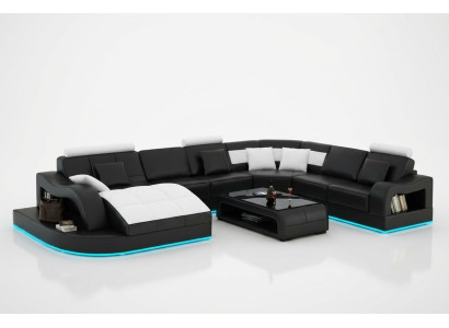 Canapé en cuir Canapé Paysage de vie Canapé d'angle Suite d'angle Design Canapé moderne L6015B