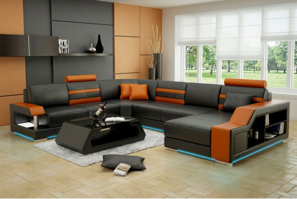 Canapé en cuir Canapé Salon paysage Coin Canapé Eck Suite Design Moderne nouveau Canapé L6016