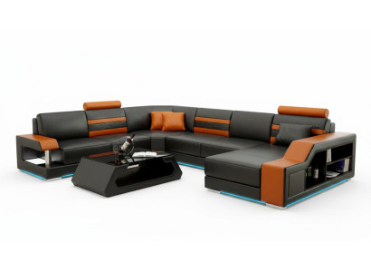 Canapé en cuir Canapé Salon paysage Coin Canapé Eck Suite Design Moderne nouveau Canapé L6016