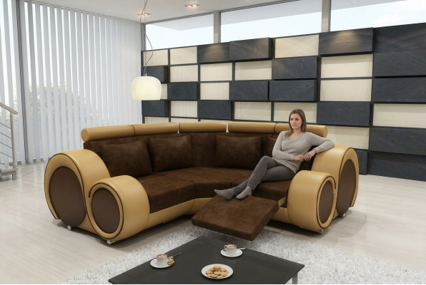 Canapé d'angle Canapé Sofa Revêtement Paysage de vie Tissu Canapé d'angle Suite Tissu BER-X