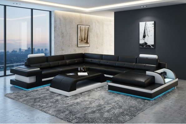 Canapé en cuir Canapé paysage vivant Canapé d'angle Suite d'angle Design Canapé moderne L6017
