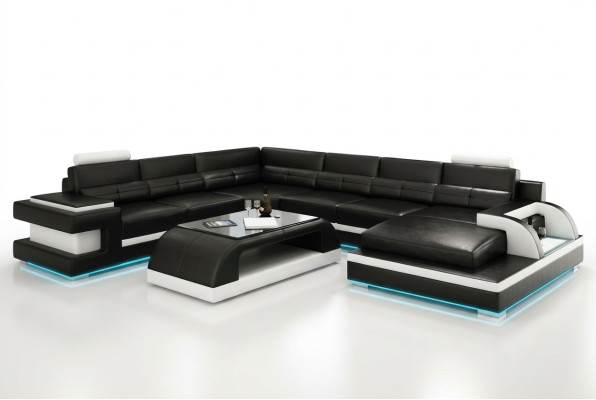 Canapé en cuir Canapé paysage vivant Canapé d'angle Suite d'angle Design Canapé moderne L6017