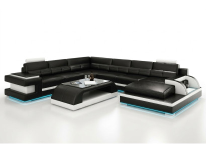 Canapé en cuir Canapé paysage vivant Canapé d'angle Suite d'angle Design Canapé moderne L6017