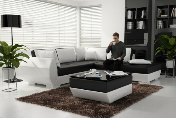 Canapé-lit en cuir ensemble de canapé nouveau canapé d'angle suite d'angle décoration design moderne