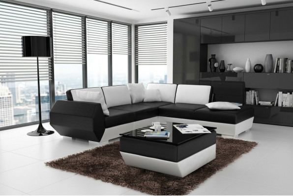 Canapé-lit en cuir ensemble de canapé nouveau canapé d'angle suite d'angle décoration design moderne