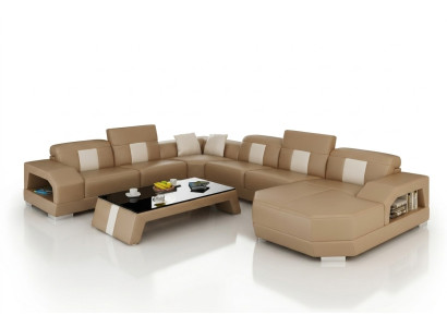 Canapé en cuir canapé Canapé paysage vivant Canapé d'angle Suite d'angle Eck Design Moderne Canapé R7003 nouveau