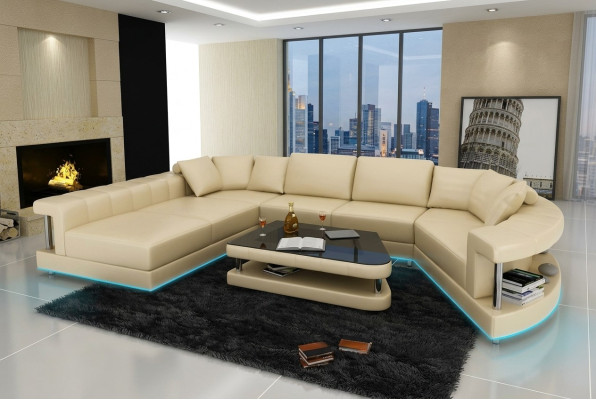 Canapé Canapé en cuir Canapé Canapé living Canapé d'angle Suite d'angle Design Moderne