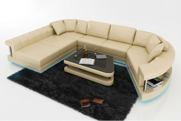 Canapé Canapé en cuir Canapé Canapé living Canapé d'angle Suite d'angle Design Moderne