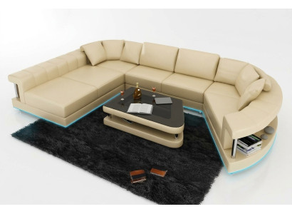 Canapé Canapé en cuir Canapé Canapé living Canapé d'angle Suite d'angle Design Moderne
