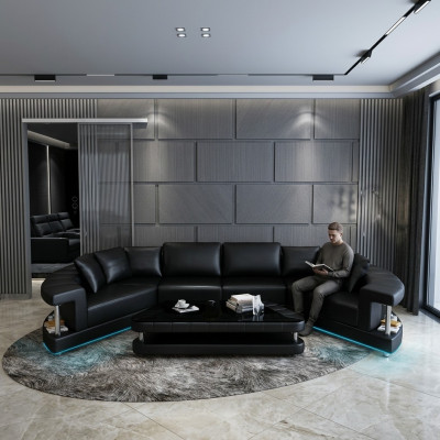 Canapé en cuir Canapé Paysage vivant Canapé d'angle Suite d'angle Canapé design rond nouveau R7007E