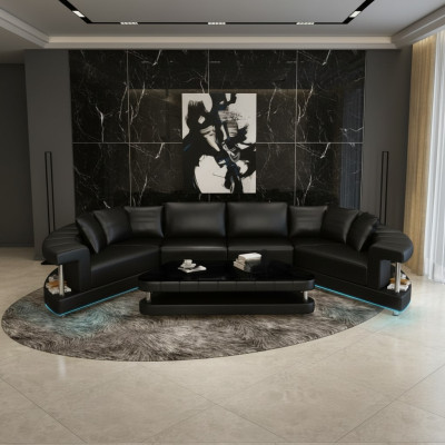 Canapé en cuir Canapé Paysage vivant Canapé d'angle Suite d'angle Canapé design rond nouveau R7007E