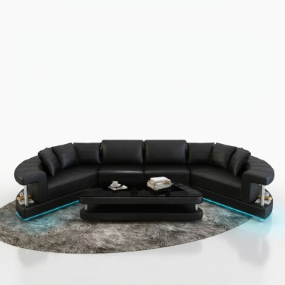 Canapé en cuir Canapé Paysage vivant Canapé d'angle Suite d'angle Canapé design rond nouveau R7007E