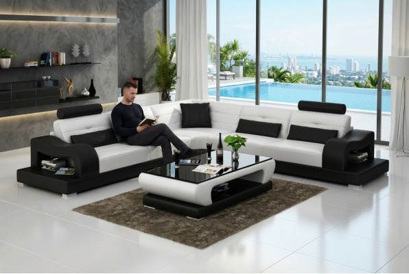 Canapé en cuir canapé salon paysage décor coin canapé design moderne suite