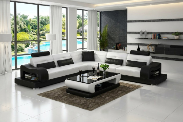 Canapé en cuir canapé salon paysage décor coin canapé design moderne suite