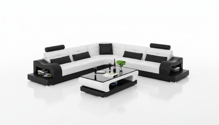 Canapé en cuir canapé salon paysage décor coin canapé design moderne suite
