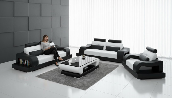 Canapé en cuir canapé ensemble Salon paysager 3+2+1 places Suite Design Moderne G8005D