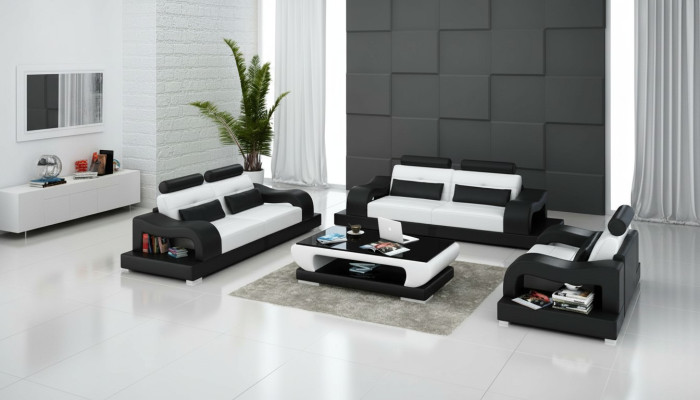 Canapé en cuir canapé ensemble Salon paysager 3+2+1 places Suite Design Moderne G8005D