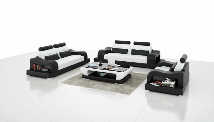 Canapé en cuir canapé ensemble Salon paysager 3+2+1 places Suite Design Moderne G8005D