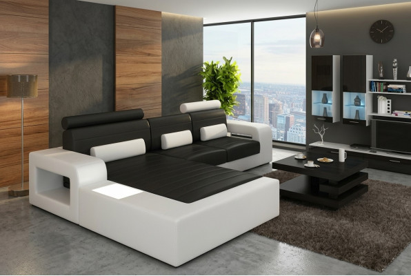 Cuir *MOD H2209 BETA* Ensemble canapé d'angle LEDERCOUCH nouveau SOFA Suite Canapé d'angle