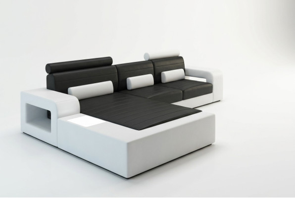 Cuir *MOD H2209 BETA* Ensemble canapé d'angle LEDERCOUCH nouveau SOFA Suite Canapé d'angle